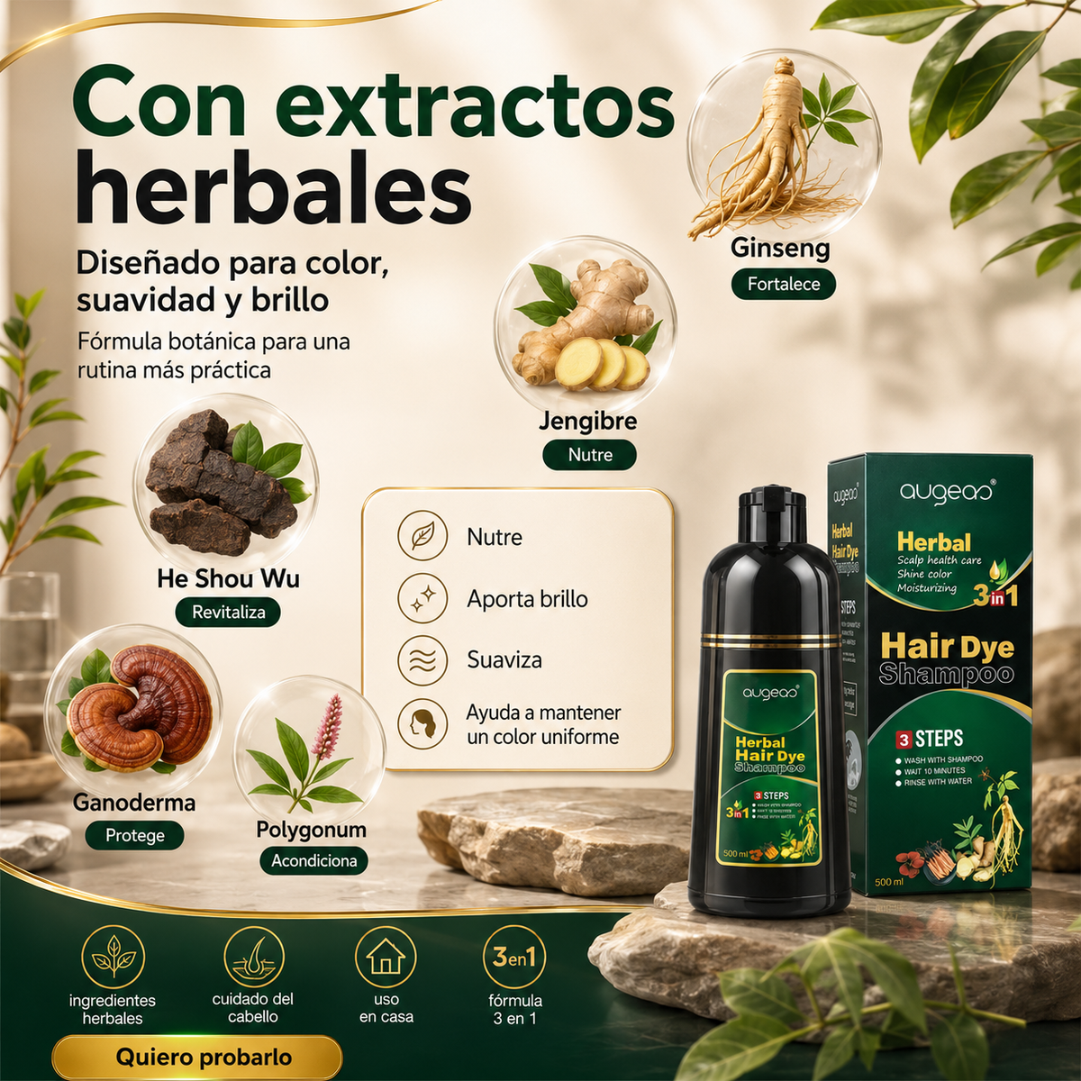 Hair Dye Herbal Shampoo - Anti Canas  👵🏻➡️👧🏻✨